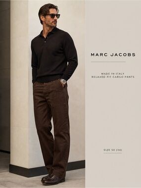 Marc Jacobs Men’s Brown Cargo Pants Made in Italy Size 50 (34) Relaxed Fit